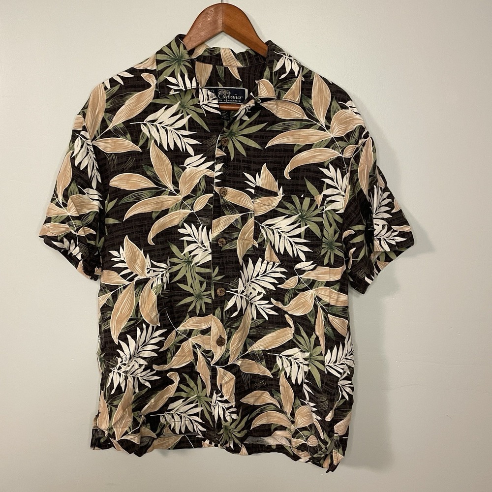La Cabana‎ Hawaiian Shirt Men Small Linen Blend Palm Tree Tropical Cruise Resort